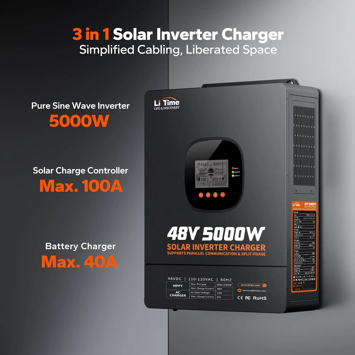LiTime 5000W Inverter Hibrida  - Parallel Solar Inverter 48V 5000W Mppt ulasan dan harga