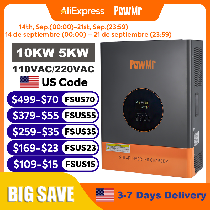PowMr 10KW 5KW Inverter Fase T - Split Phase Inverter 10Kw 110V 220V ulasan dan harga